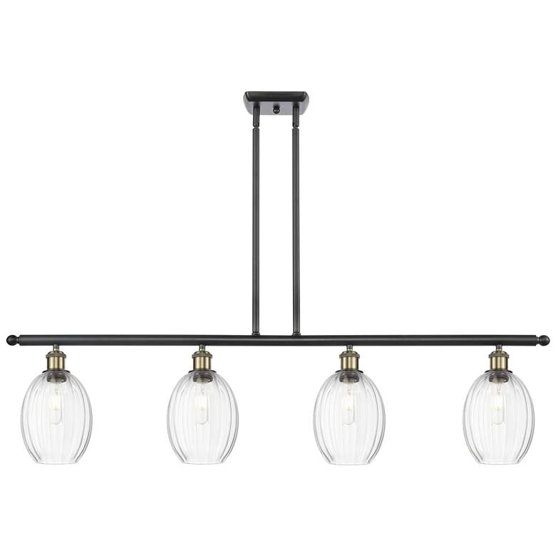 Image 1 Ballston Preston 48"W 4-Lt Black Brass Stem Island w/ Clear Bulb Shade