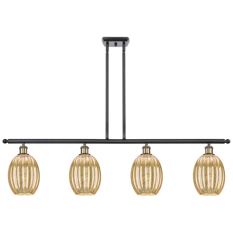 Image 1 Ballston Preston 48"W 4-Lt Black Brass Stem Island w/ Mercury Bulb Shade