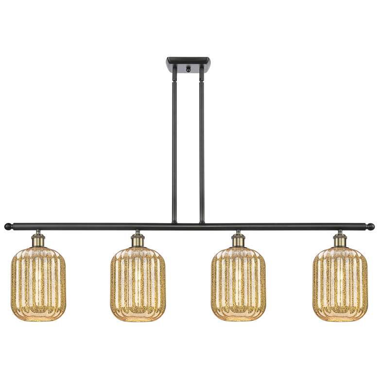 Image 1 Ballston Preston 48"W 4-Lt Black Brass Stem Island w/ Mercury Jar Shade
