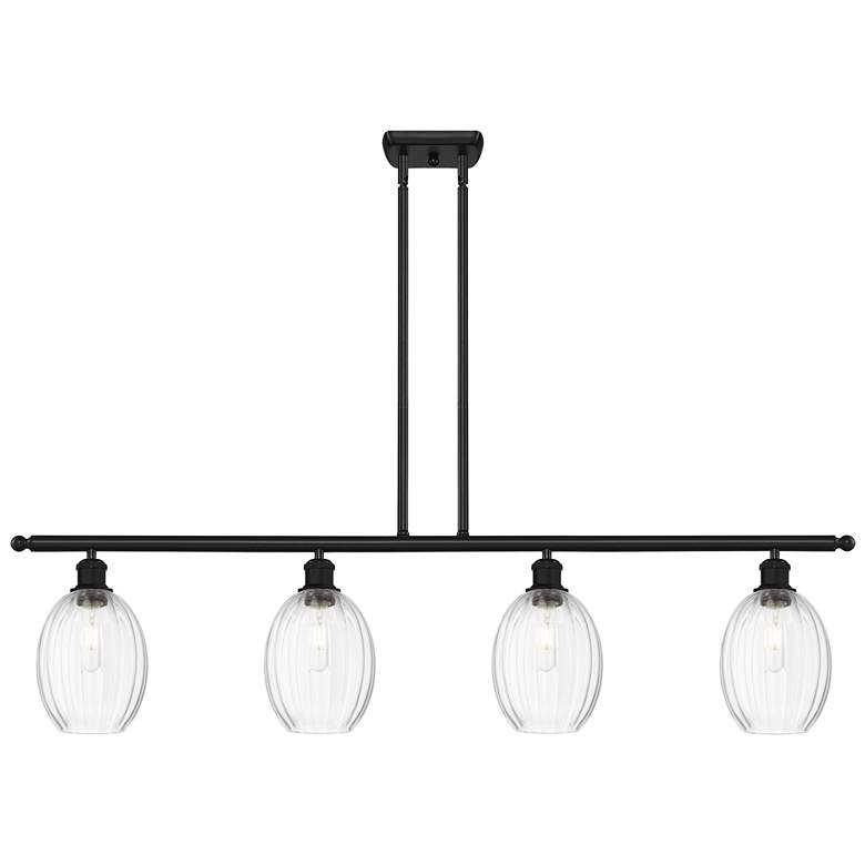 Image 1 Ballston Preston 48"W 4-Lt Black Stem Island Light w/ Clear Bulb Shade