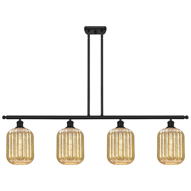 Image 1 Ballston Preston 48"W 4-Lt Black Stem Island Light w/ Mercury Jar Shade