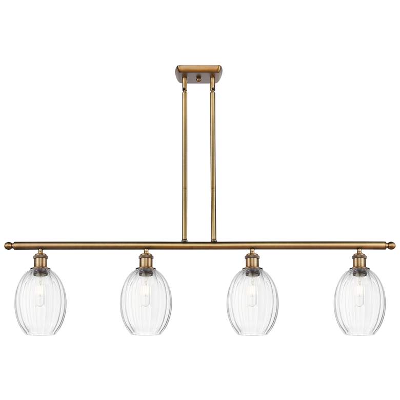 Image 1 Ballston Preston 48"W 4-Lt Brush Brass Stem Island w/ Clear Bulb Shade