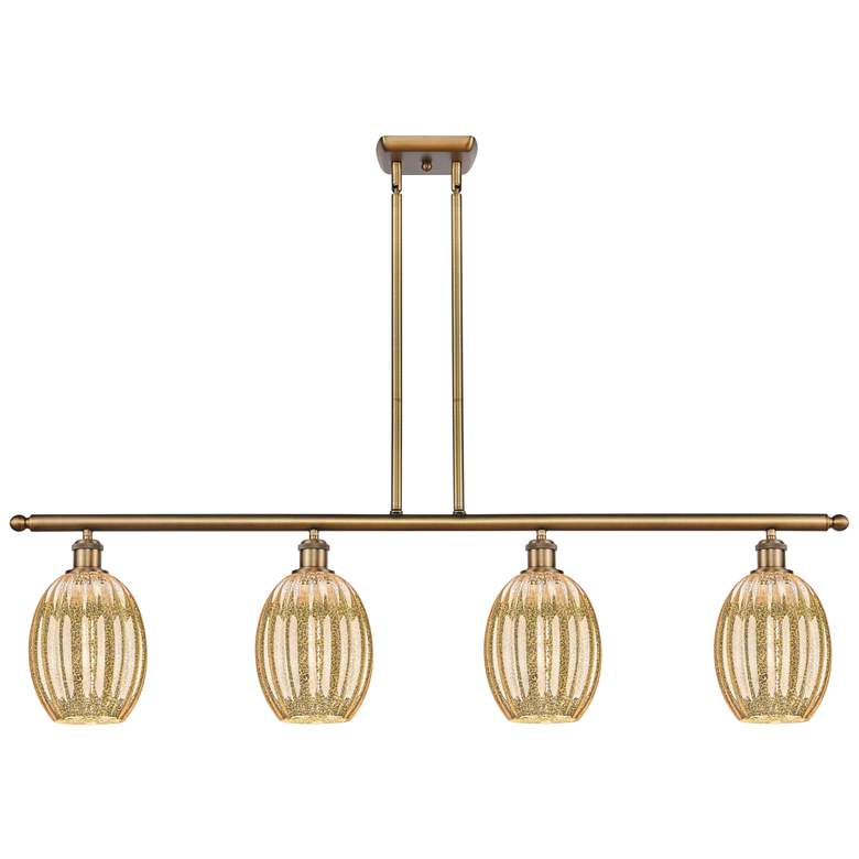 Image 1 Ballston Preston 48"W 4-Lt Brush Brass Stem Island w/ Mercury Bulb Shade