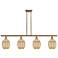 Ballston Preston 48"W 4-Lt Brush Brass Stem Island w/ Mercury Bulb Shade