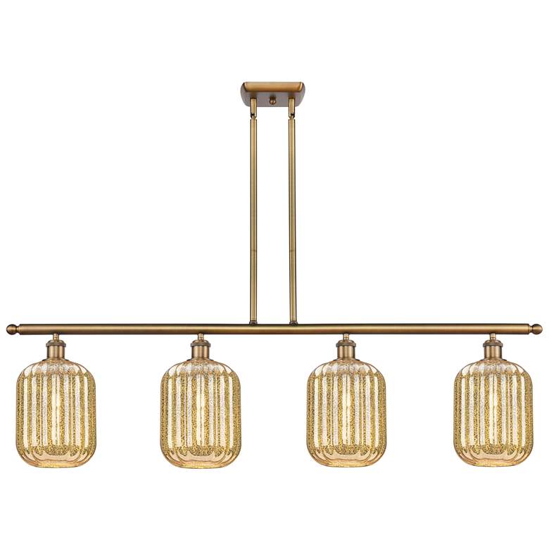 Image 1 Ballston Preston 48"W 4-Lt Brush Brass Stem Island w/ Mercury Jar Shade