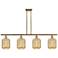 Ballston Preston 48"W 4-Lt Brush Brass Stem Island w/ Mercury Jar Shade