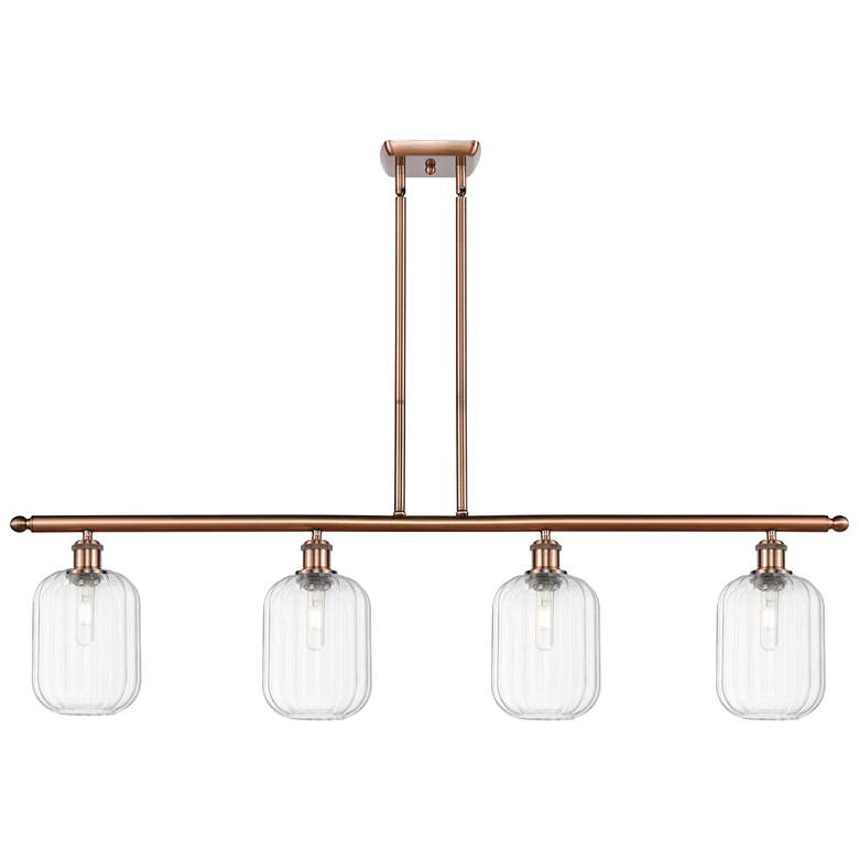 Image 1 Ballston Preston 48"W 4-Lt Copper Stem Island Light w/ Clear Jar Shade