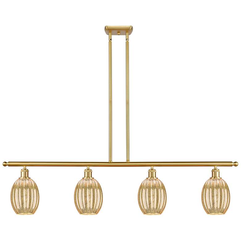 Image 1 Ballston Preston 48"W 4-Lt Gold Stem Island Light w/ Mercury Bulb Shade