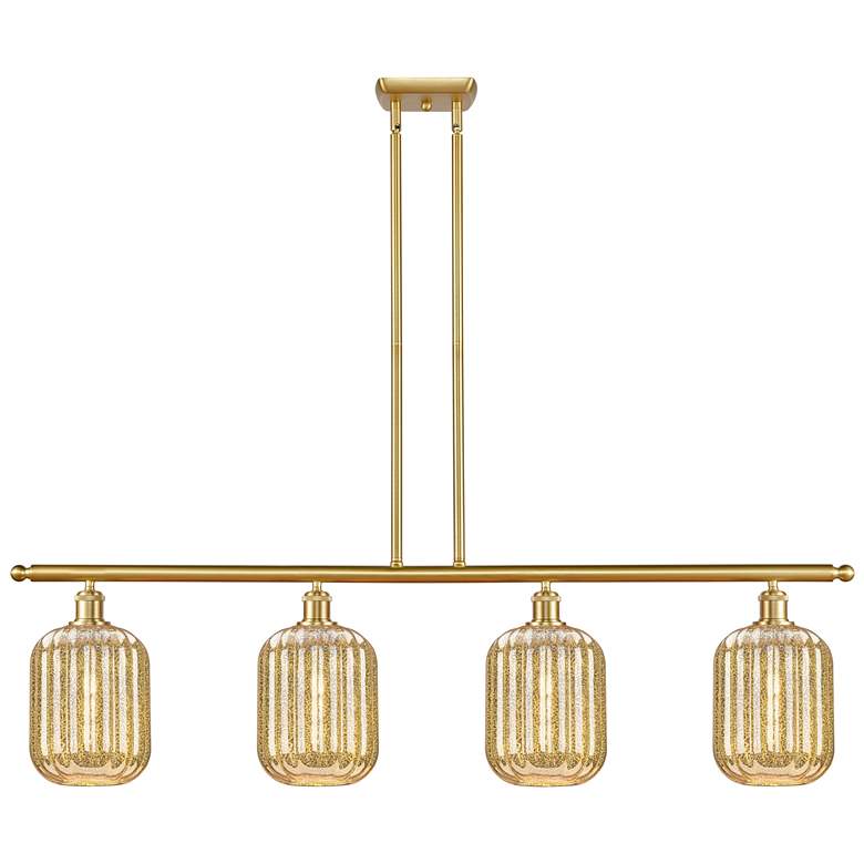 Image 1 Ballston Preston 48"W 4-Lt Gold Stem Island Light w/ Mercury Jar Shade