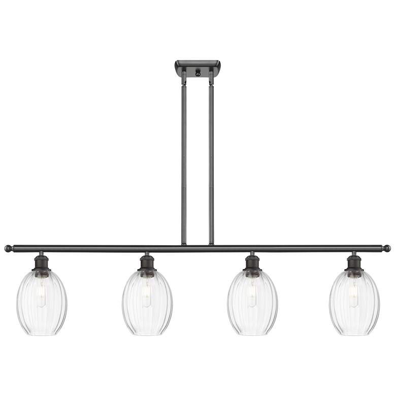Image 1 Ballston Preston 48"W 4-Lt Oil Bronze Stem Island Light w/ Clear Bulb Shade