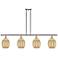 Ballston Preston 48"W 4-Lt Polish Nickel Stem Island w/ Mercury Bulb Shade