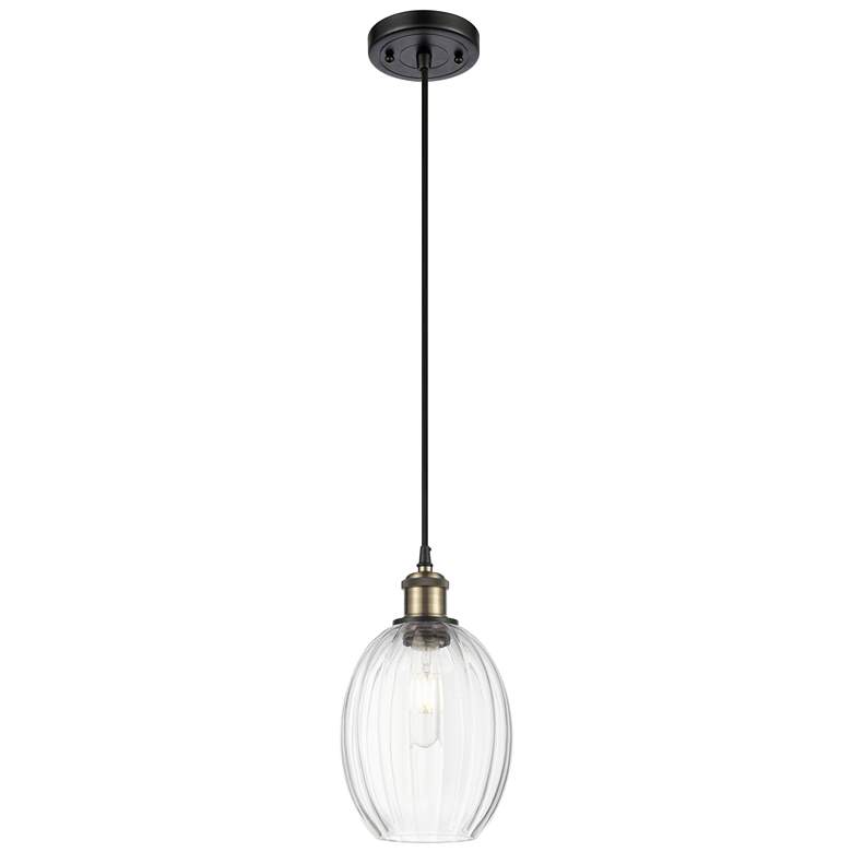 Image 1 Ballston Preston 6"W Black Brass Cord Mini Pendant w/ Clear Bulb Shade