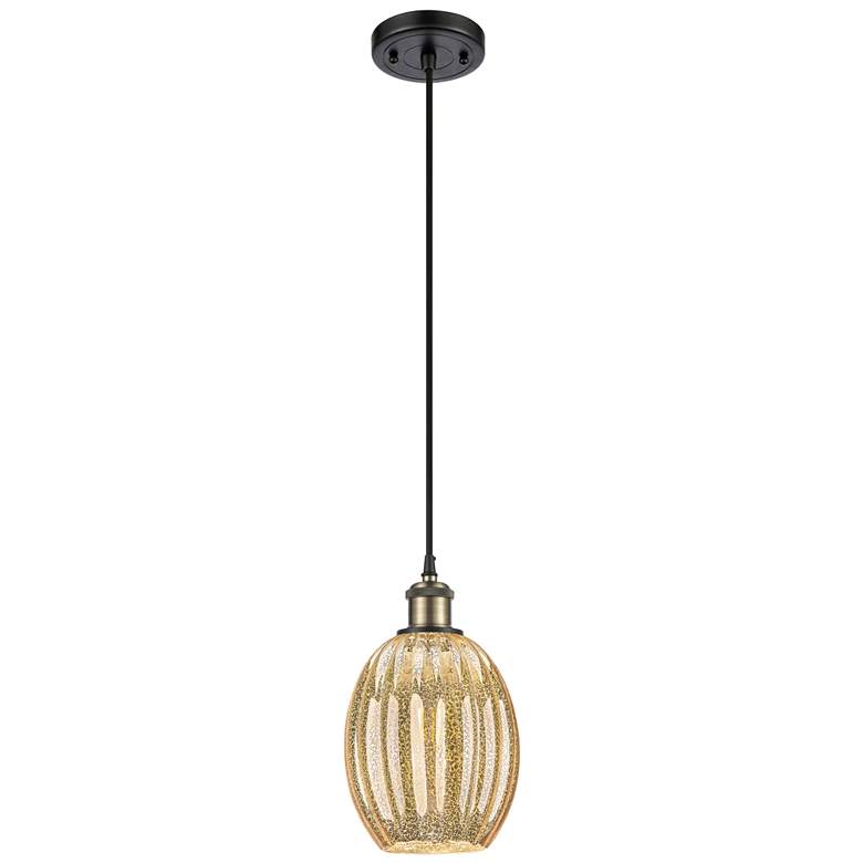 Image 1 Ballston Preston 6"W Black Brass Cord Pendant w/ Mercury Bulb Shade