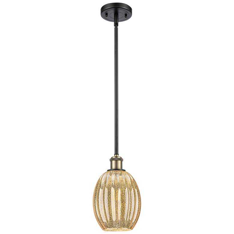 Image 1 Ballston Preston 6"W Black Brass Stem Pendant w/ Mercury Bulb Shade