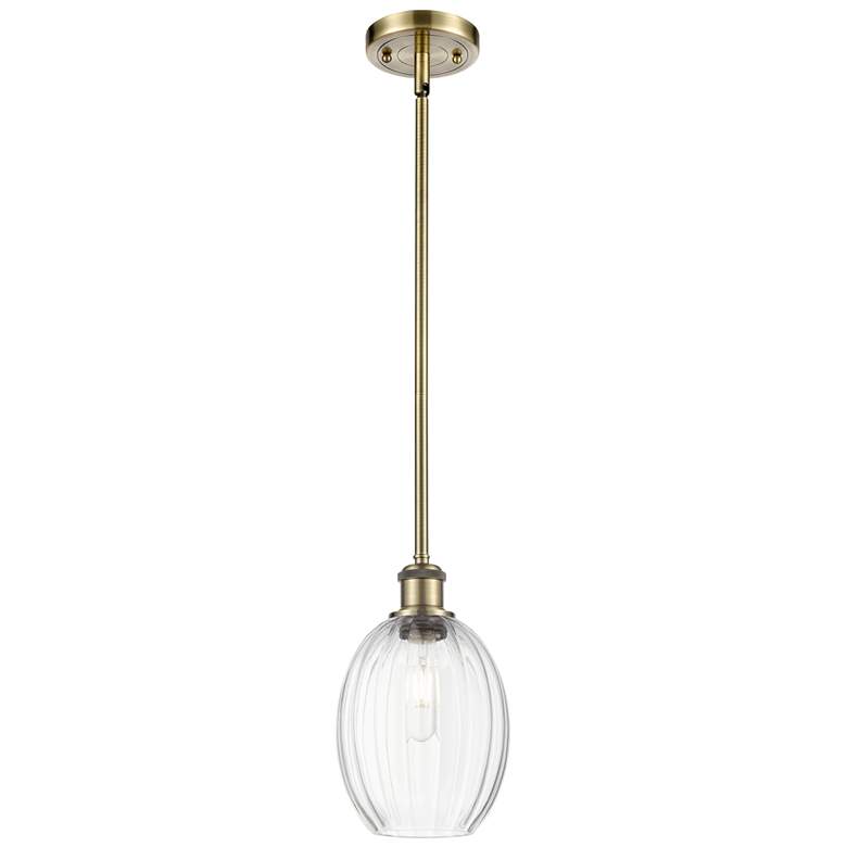Image 1 Ballston Preston 6"W Brass Stem Hung Mini Pendant w/ Clear Bulb Shade