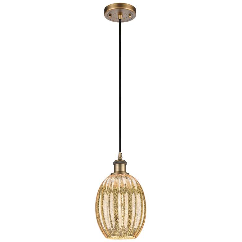 Image 1 Ballston Preston 6"W Brushed Brass Cord Pendant w/ Mercury Bulb Shade