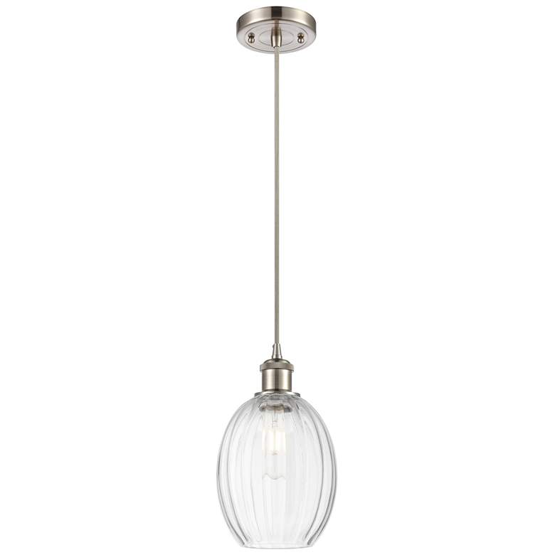 Image 1 Ballston Preston 6"W Brushed Nickel Cord Pendant w/ Clear Bulb Shade