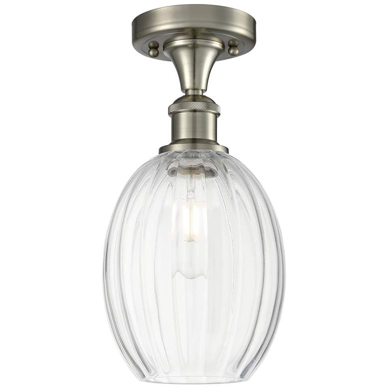 Image 1 Ballston Preston 6"W Brushed Nickel Semi-Flush w/ Clear Bulb Shade