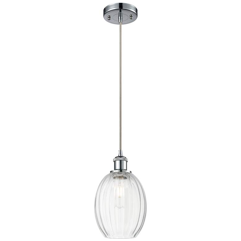 Image 1 Ballston Preston 6"W Chrome Cord Hung Mini Pendant w/ Clear Bulb Shade