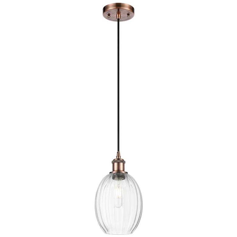Image 1 Ballston Preston 6"W Copper Cord Hung Mini Pendant w/ Clear Bulb Shade