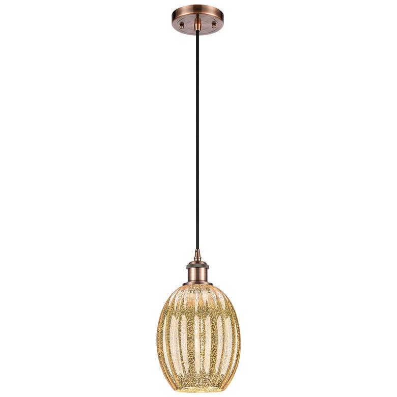 Image 1 Ballston Preston 6"W Copper Cord Mini Pendant w/ Mercury Bulb Shade