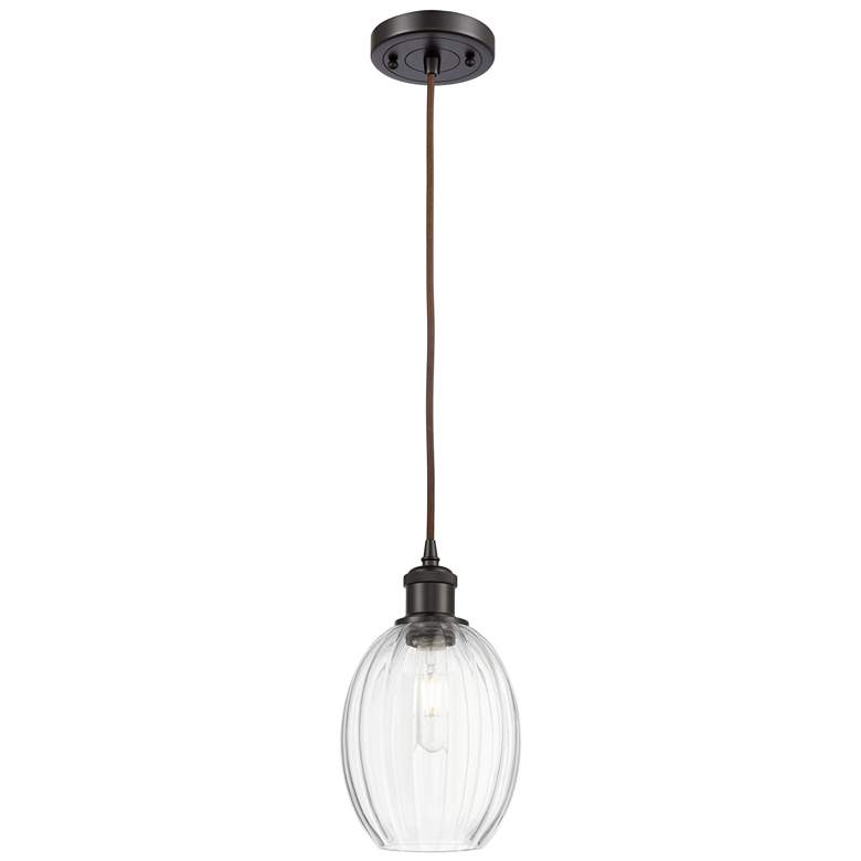 Image 1 Ballston Preston 6"W Oiled Bronze Cord Pendant w/ Clear Bulb Shade
