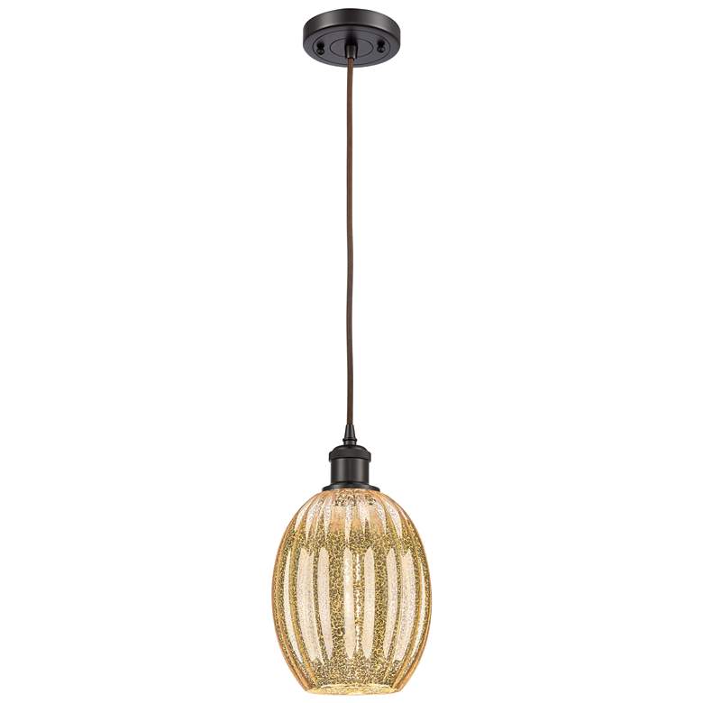 Image 1 Ballston Preston 6"W Oiled Bronze Cord Pendant w/ Mercury Bulb Shade