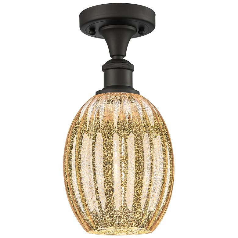 Image 1 Ballston Preston 6"W Oiled Bronze Semi-Flush w/ Mercury Bulb Shade