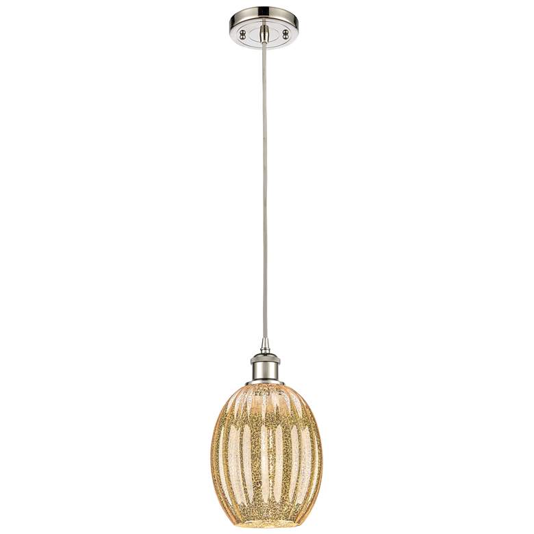 Image 1 Ballston Preston 6"W Polished Nickel Cord Pendant w/ Mercury Bulb Shade