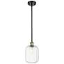 1_Ballston Preston 7"W Black Brass Stem Mini Pendant w/ Clear Jar Shade