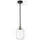 Ballston Preston 7"W Black Brass Stem Mini Pendant w/ Clear Jar Shade