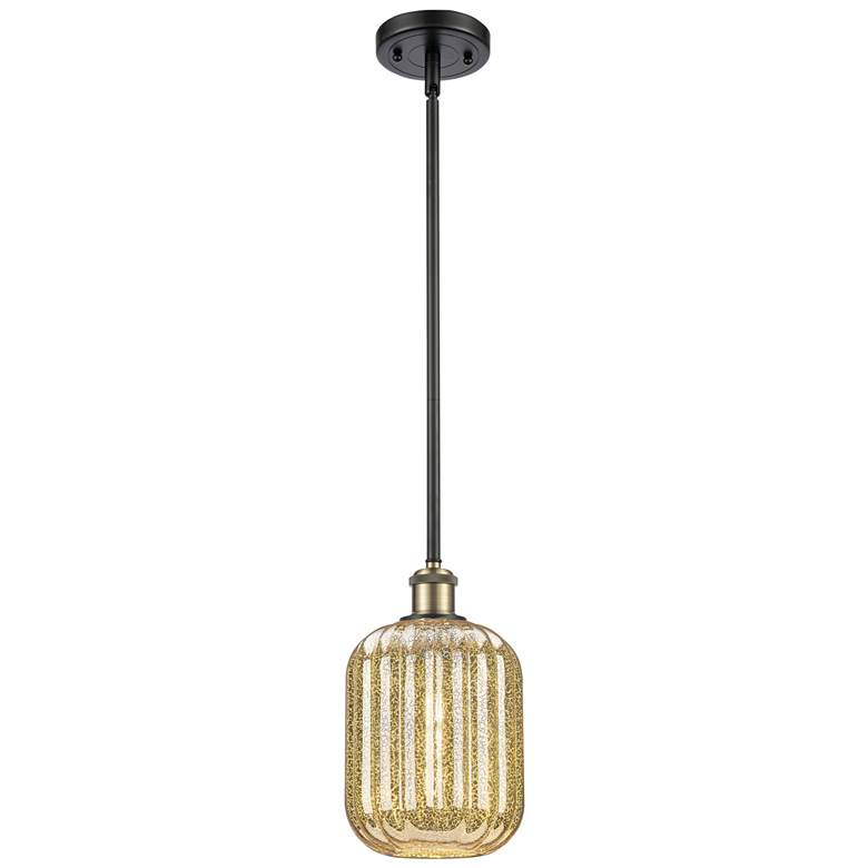 Image 1 Ballston Preston 7"W Black Brass Stem Pendant w/ Mercury Jar Shade