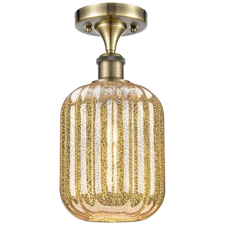 Image 1 Ballston Preston 7"W Brass Semi.Flush Mount With Mercury Jar Shade