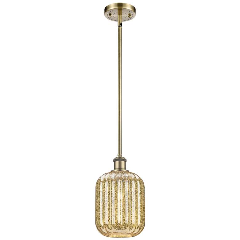 Image 1 Ballston Preston 7"W Brass Stem Hung Mini Pendant w/ Mercury Jar Shade