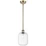1_Ballston Preston 7"W Brass Stem Hung Mini Pendant With Clear Jar Shade