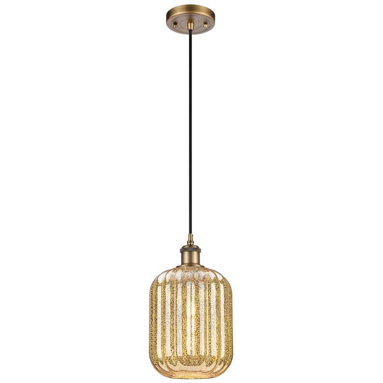 Image 1 Ballston Preston 7"W Brushed Brass Cord Pendant w/ Mercury Jar Shade