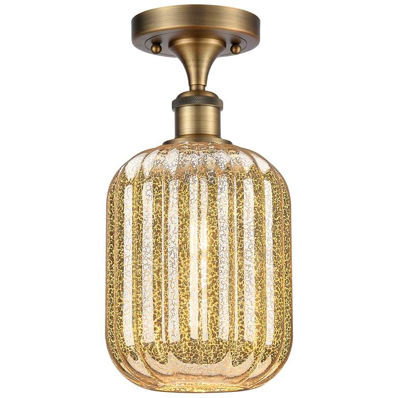 Image 1 Ballston Preston 7"W Brushed Brass Semi-Flush w/ Mercury Jar Shade