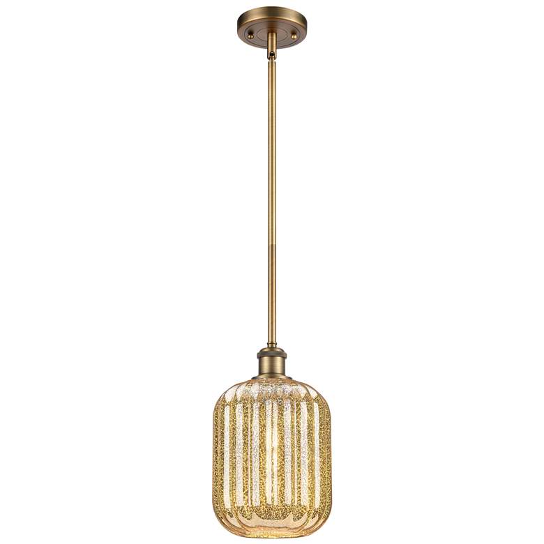 Image 1 Ballston Preston 7"W Brushed Brass Stem Pendant w/ Mercury Jar Shade