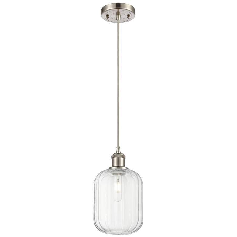 Image 1 Ballston Preston 7"W Brushed Nickel Cord Pendant w/ Clear Jar Shade