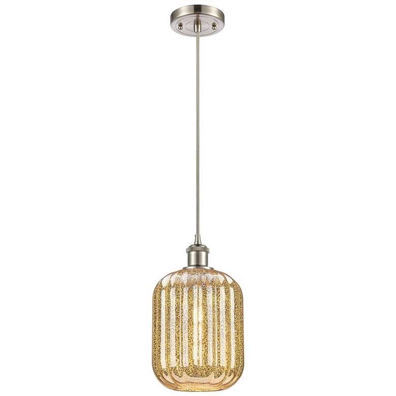 Image 1 Ballston Preston 7"W Brushed Nickel Cord Pendant w/ Mercury Jar Shade