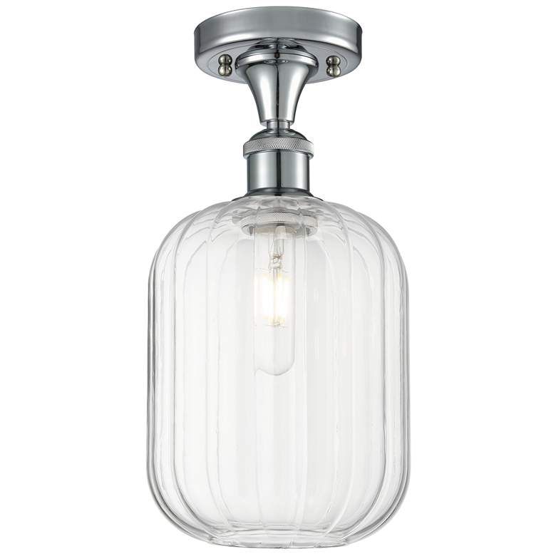 Image 1 Ballston Preston 7"W Chrome Semi.Flush Mount w/ Clear Jar Shade