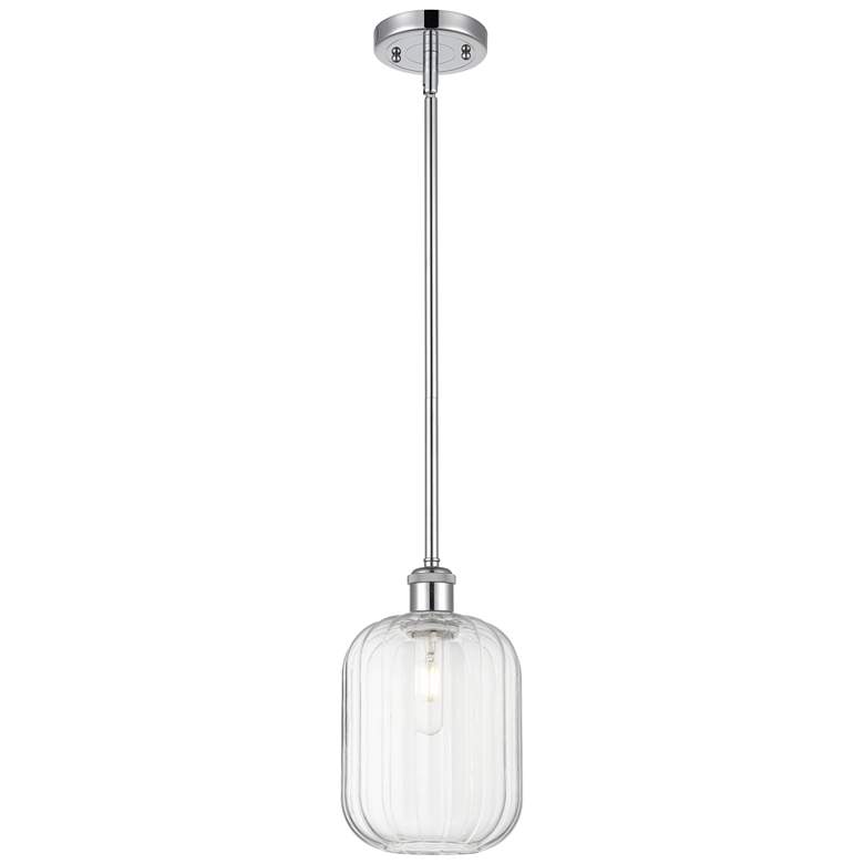 Image 1 Ballston Preston 7"W Chrome Stem Hung Mini Pendant w/ Clear Jar Shade