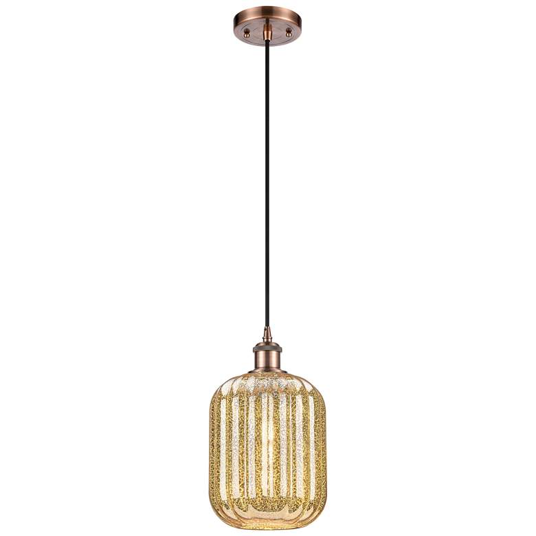 Image 1 Ballston Preston 7"W Copper Cord Mini Pendant w/ Mercury Jar Shade