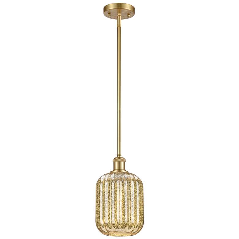 Image 1 Ballston Preston 7"W Gold Stem Hung Mini Pendant w/ Mercury Jar Shade