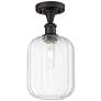 Ballston Preston 7"W Oiled Bronze Semi.Flush Mount w/ Clear Jar Shade