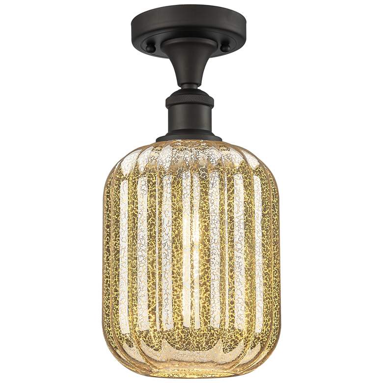 Image 1 Ballston Preston 7"W Oiled Bronze Semi-Flush w/ Mercury Jar Shade
