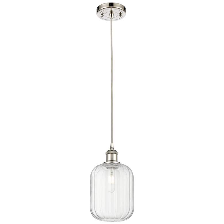 Image 1 Ballston Preston 7"W Polished Nickel Cord Pendant w/ Clear Jar Shade