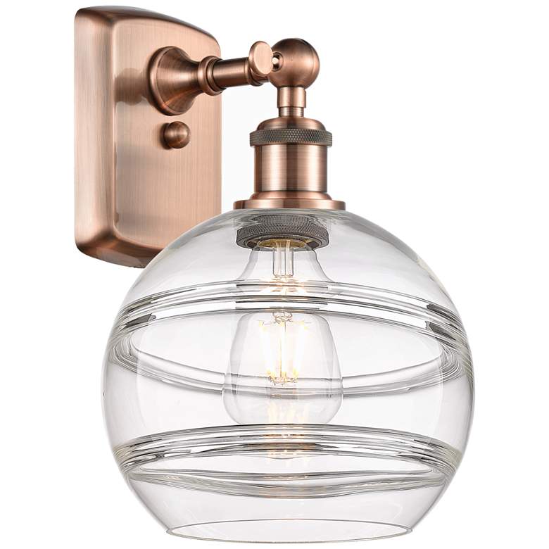 Image 1 Ballston Rochester 10.88" High Antique Copper Sconce With Clear Shade
