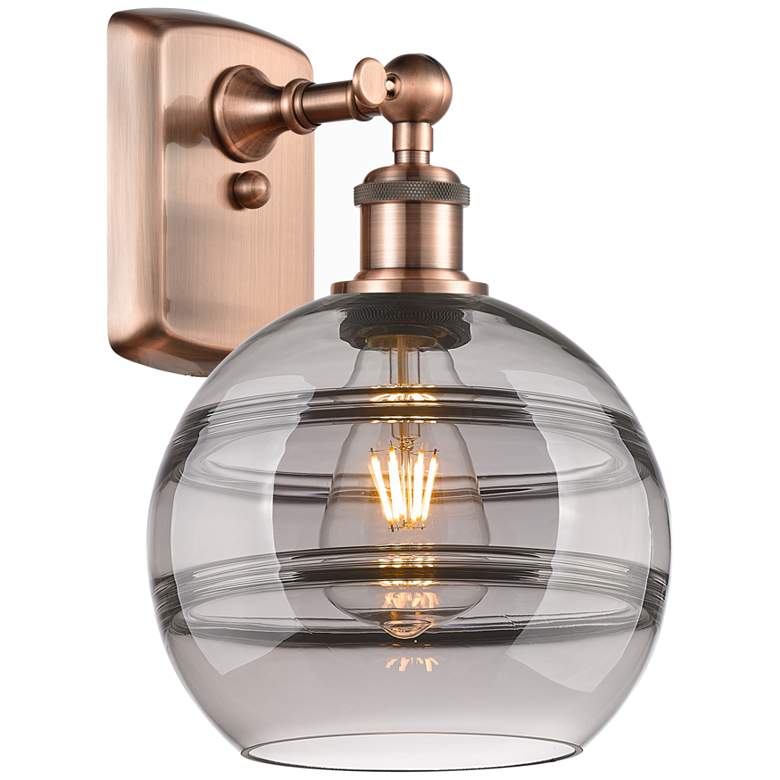 Image 1 Ballston Rochester 10.88" High Antique Copper Sconce With Light Smoke