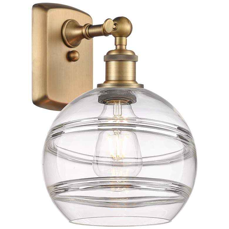 Image 1 Ballston Rochester 10.88" High Brushed Brass Sconce With Clear Shade